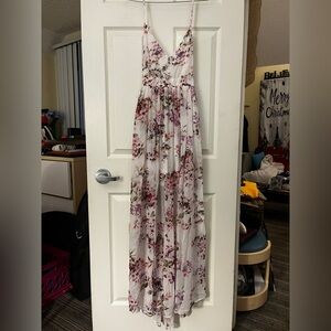 Miss Avenue Floral Maxi Dress - Cream and Purple